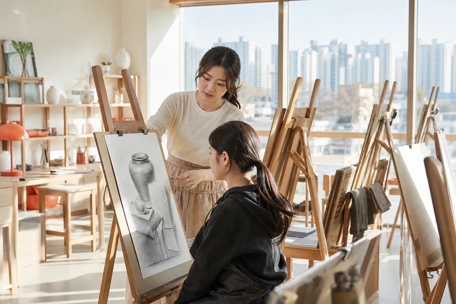 송파 미술학원 소묘 수업 현장